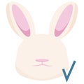 colored Easter bunny icon with a check mark next to its face, meaning profile verification Royalty Free Stock Photo